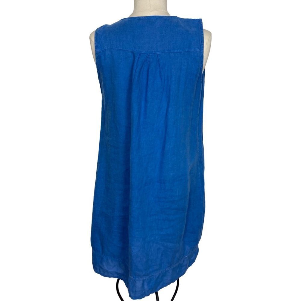Elena Baldi Blue Linen Dress Small Womens Shift Sleeveless Beachy Made in Italy - Picture 6 of 8